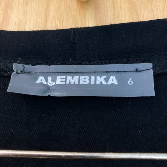 ALEMBIKA Sz XXL Lagenlook High Low Hem Line Knit Black top w/ Plaid Fabric Dress - Picture 4 of 7